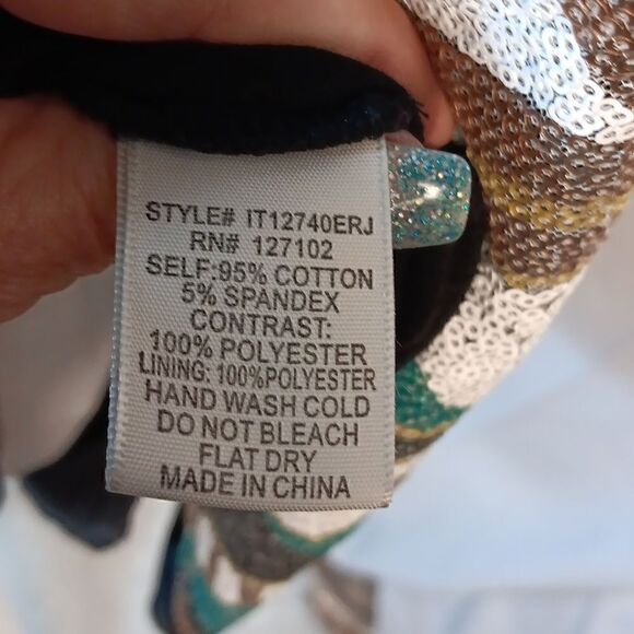 Pink Owl Sequined Aztec Women's Top - Picture 5 of 8